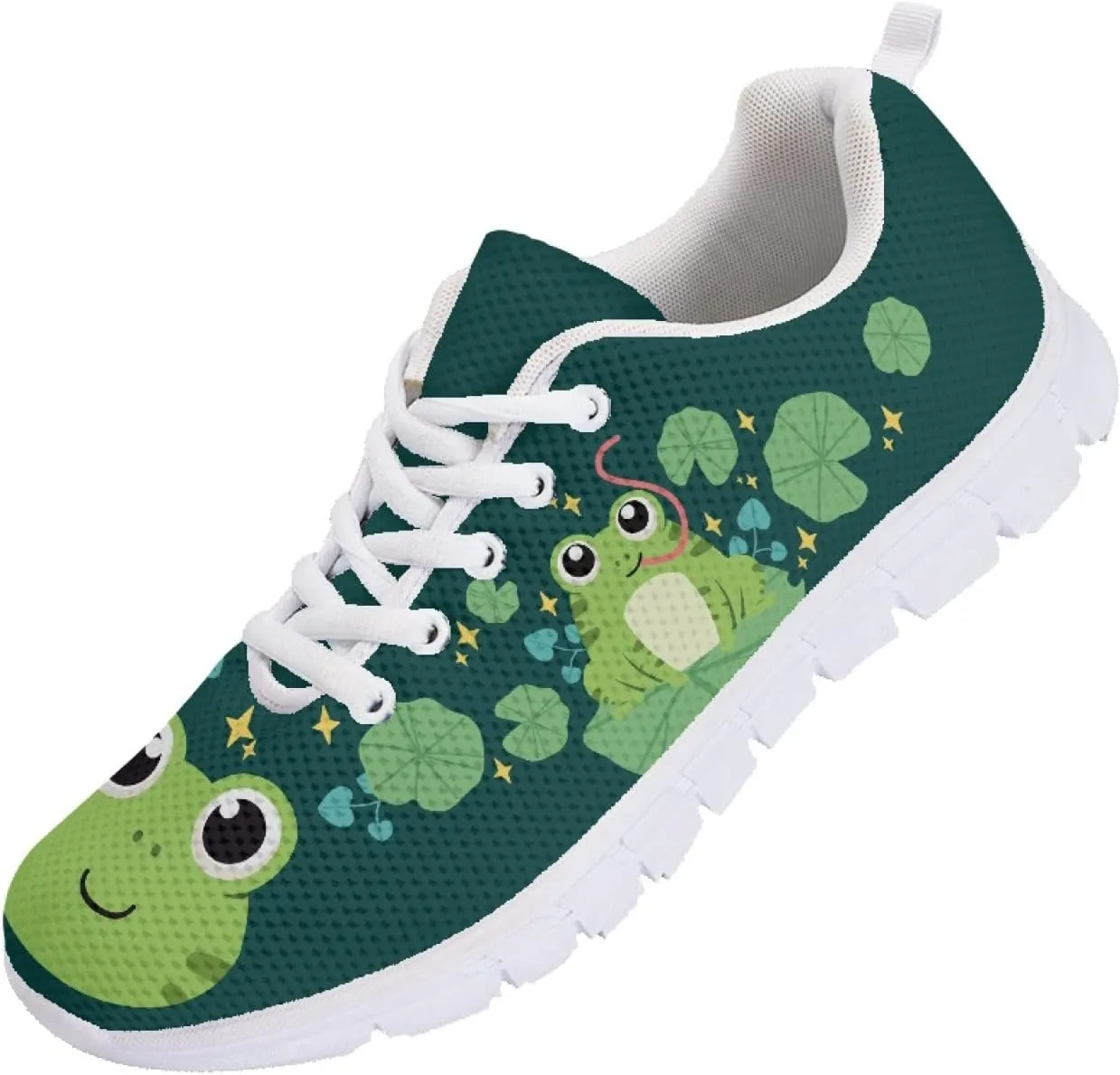 Wanyint Rainbow Stripes Print Women Tennis Sneakers Lace-up Walking Training Shoes Non Slip Sports Footwear