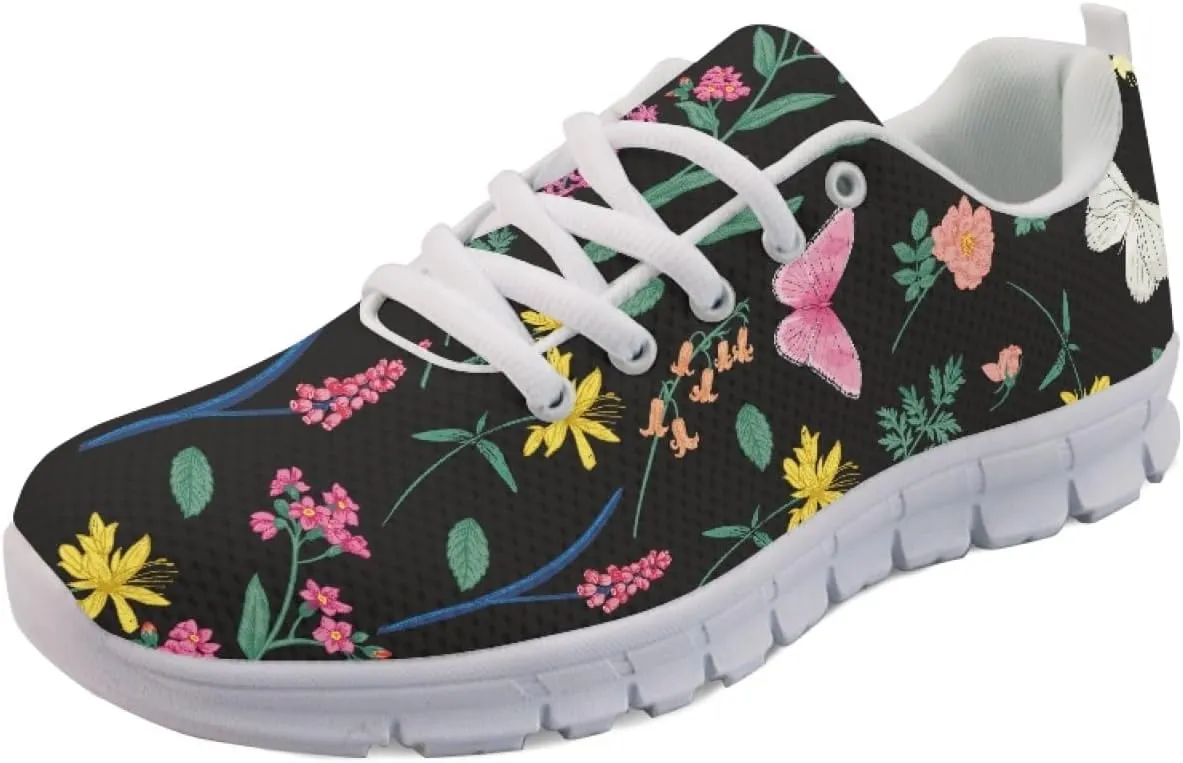 Wanyint Rainbow Stripes Print Women Tennis Sneakers Lace-up Walking Training Shoes Non Slip Sports Footwear