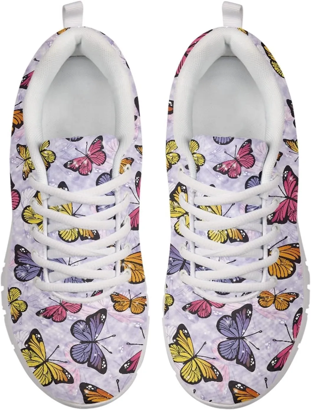 Wanyint Rainbow Stripes Print Women Tennis Sneakers Lace-up Walking Training Shoes Non Slip Sports Footwear