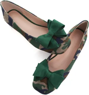 WENJIAZHIZHI Women's Square Toe Bowknot Ballet Flats Comfortable Slip-On Casual Loafers Walking Flat Dress Shoes
