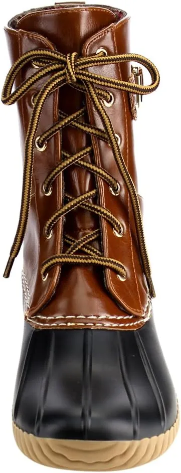 Wild Diva Lounge Devina-04A Women's Ankle High Lace Up Duck Rain Boots