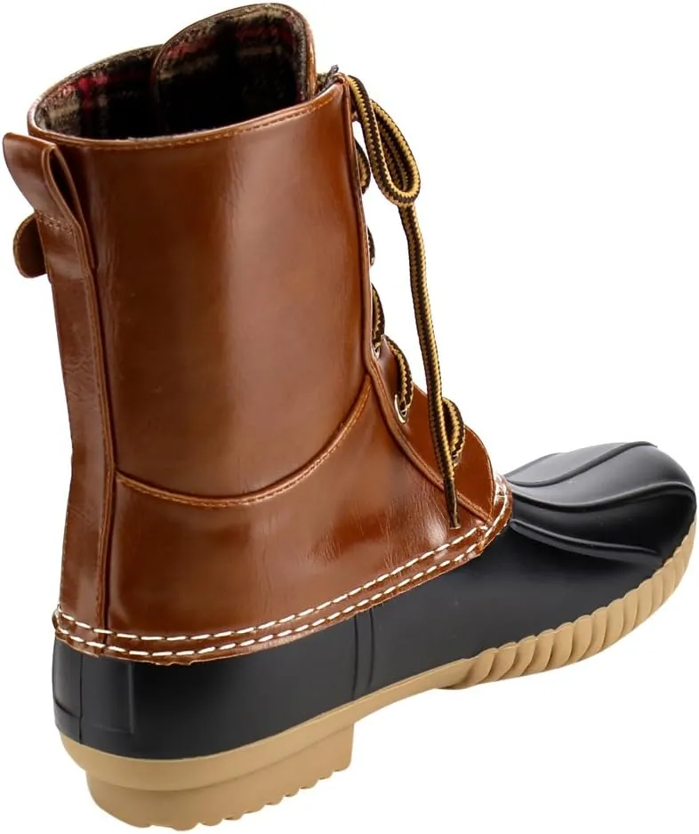 Wild Diva Lounge Devina-04A Women's Ankle High Lace Up Duck Rain Boots