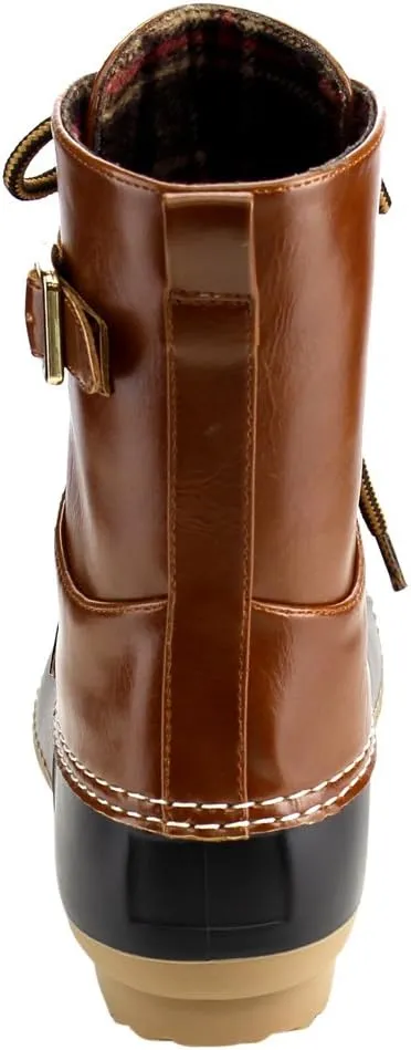 Wild Diva Lounge Devina-04A Women's Ankle High Lace Up Duck Rain Boots