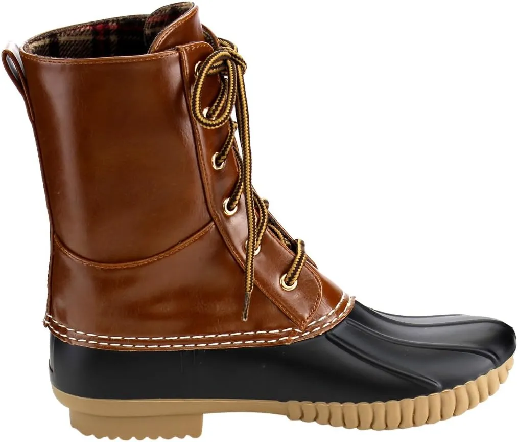 Wild Diva Lounge Devina-04A Women's Ankle High Lace Up Duck Rain Boots