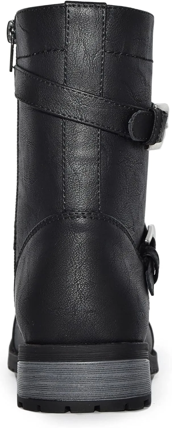 Wild Diva Timberly Women's Fashion Lace Up Buckle Knee High Combat Boots