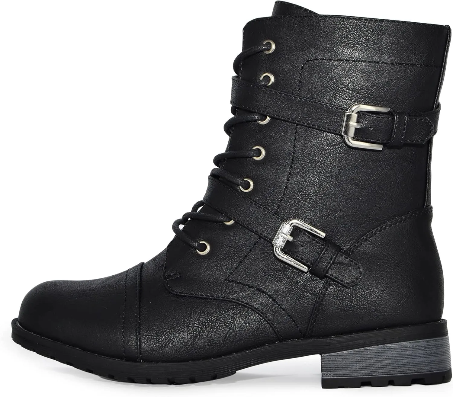 Wild Diva Timberly Women's Fashion Lace Up Buckle Knee High Combat Boots