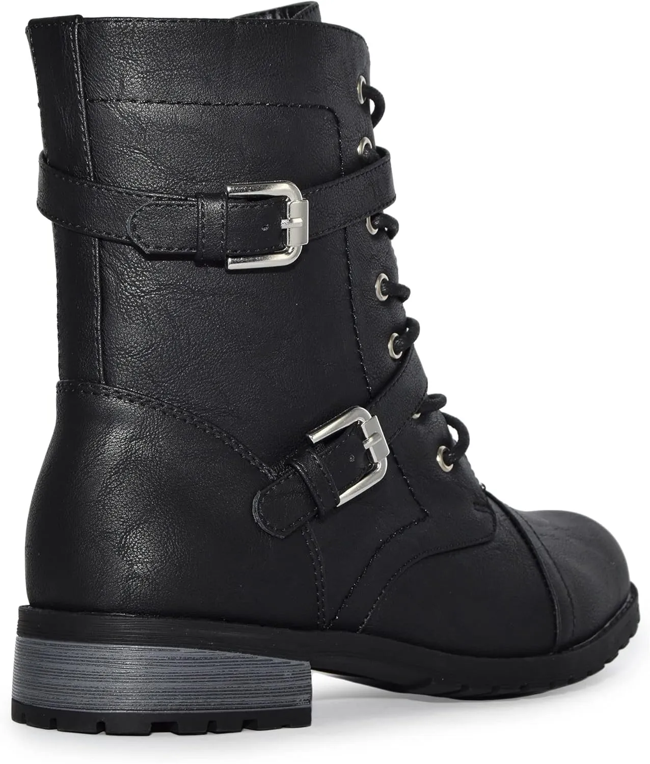 Wild Diva Timberly Women's Fashion Lace Up Buckle Knee High Combat Boots
