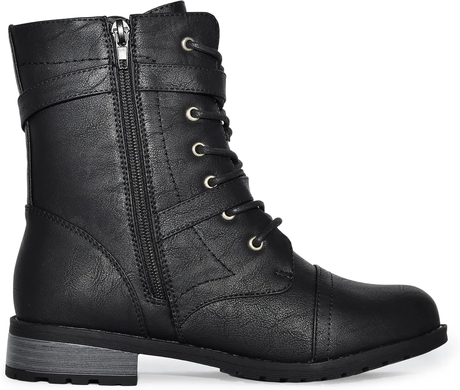 Wild Diva Timberly Women's Fashion Lace Up Buckle Knee High Combat Boots
