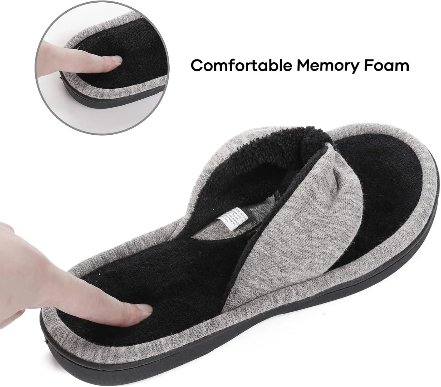Wishcotton Women's Memory Foam Spa Thong Flip Flops Cozy Indoor Slippers, Ladies Summer Lightweight Open Toe House Sandals