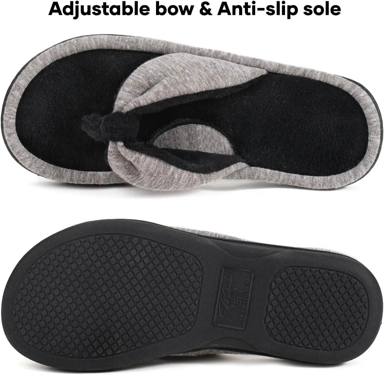 Wishcotton Women's Memory Foam Spa Thong Flip Flops Cozy Indoor Slippers, Ladies Summer Lightweight Open Toe House Sandals