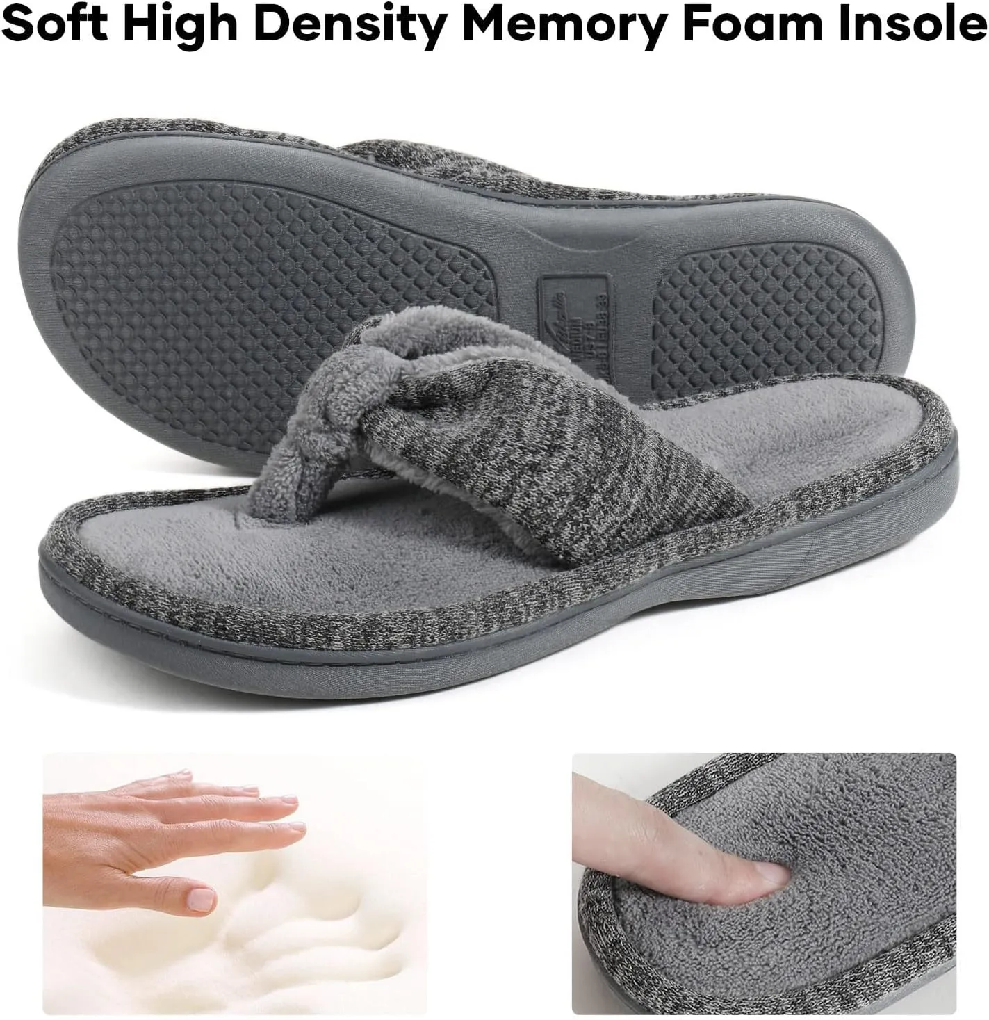 Wishcotton Women's Memory Foam Spa Thong Flip Flops Cozy Indoor Slippers, Ladies Summer Lightweight Open Toe House Sandals