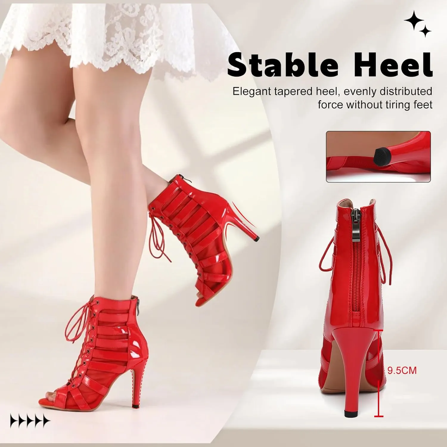 Women Ballroom Dance Boots Lace Up Open Toe High Heel Performance Practice Salsa Latin Dancing Boots,DS-K400