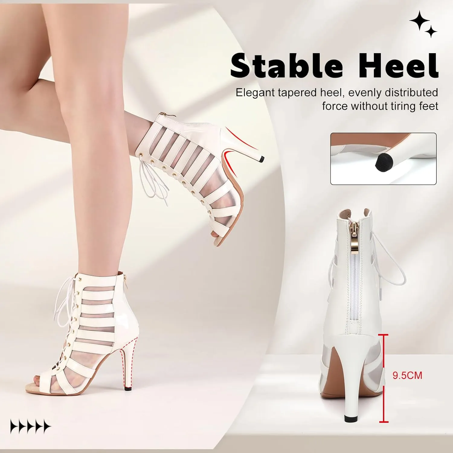 Women Ballroom Dance Boots Lace Up Open Toe High Heel Performance Practice Salsa Latin Dancing Boots,DS-K400