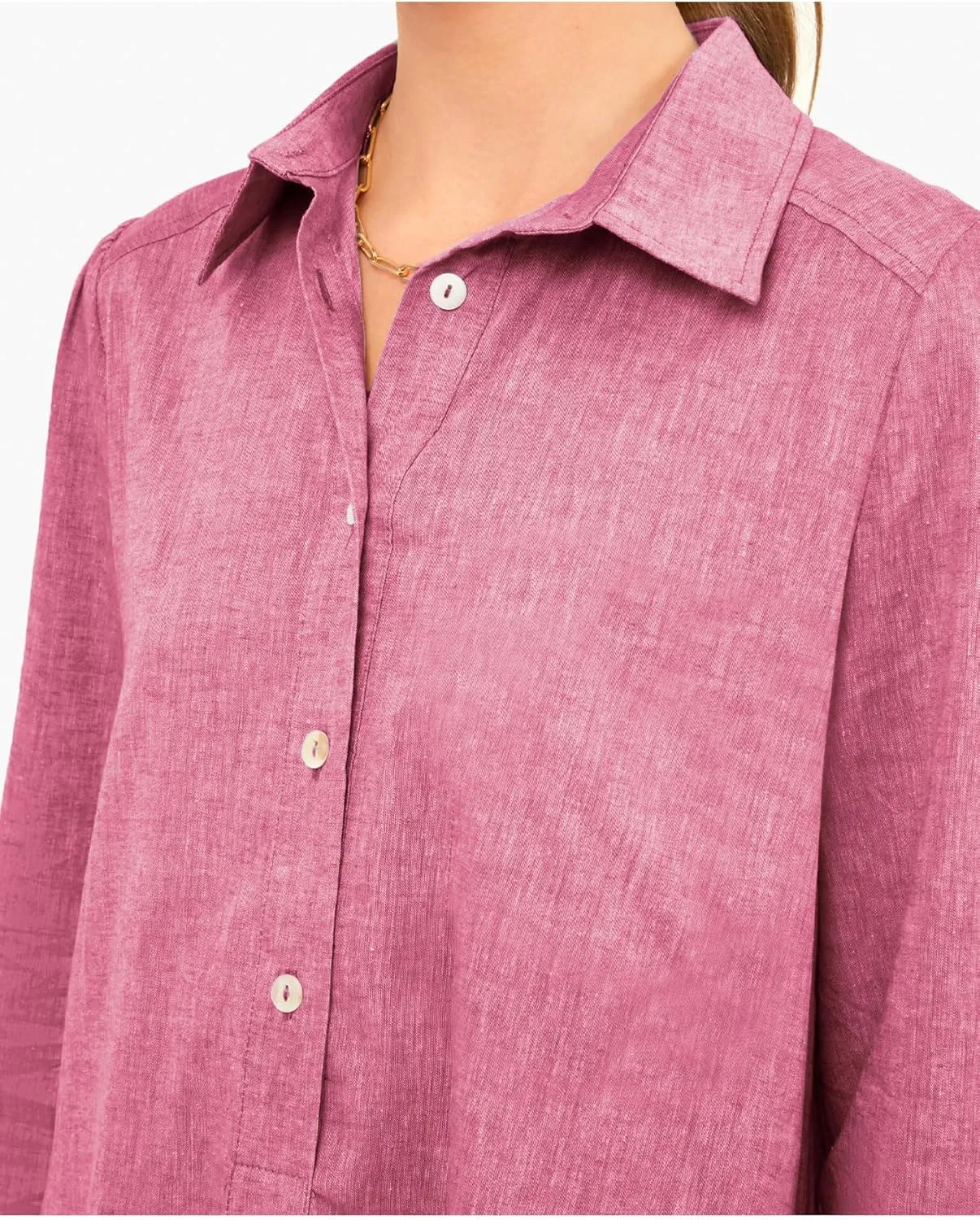 Women Button Down Dress Casual 3/4 Puff Sleeve Cotton Linen Dress Flowy Ruffle Hem Tunic Shirt Dresses