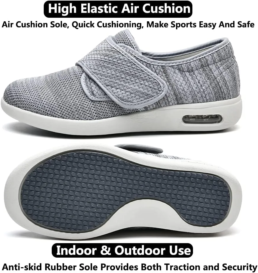 Women Diabetic Shoes, Extra Wide Width Breathable Mesh Adjustable Strap Outdoor Walking Sneakers - Support for Swollen Feet, Arthritis & Edema