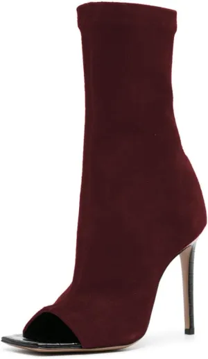 Women Fashion Open Square Toe Side Zipper Ankle Boots Stiletto High Heel Chic Prom Party Date Booties Size 4-16 US