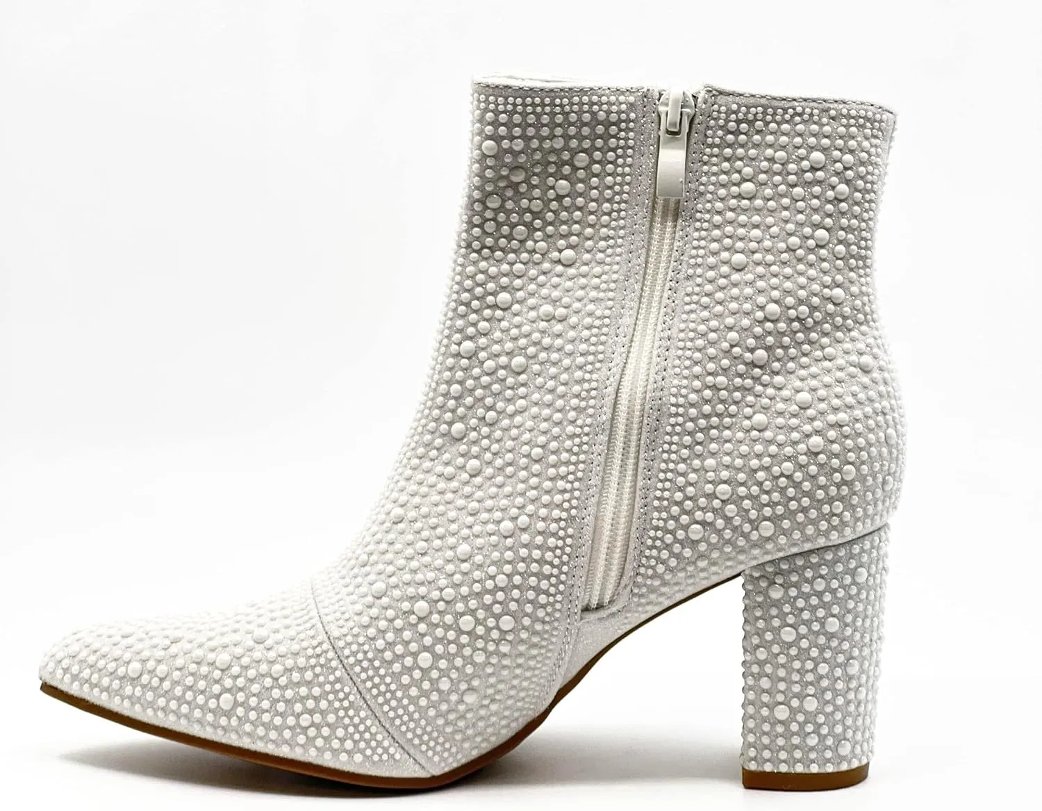 Women Rhinestone Block Chunky Heel Ankle Bootie