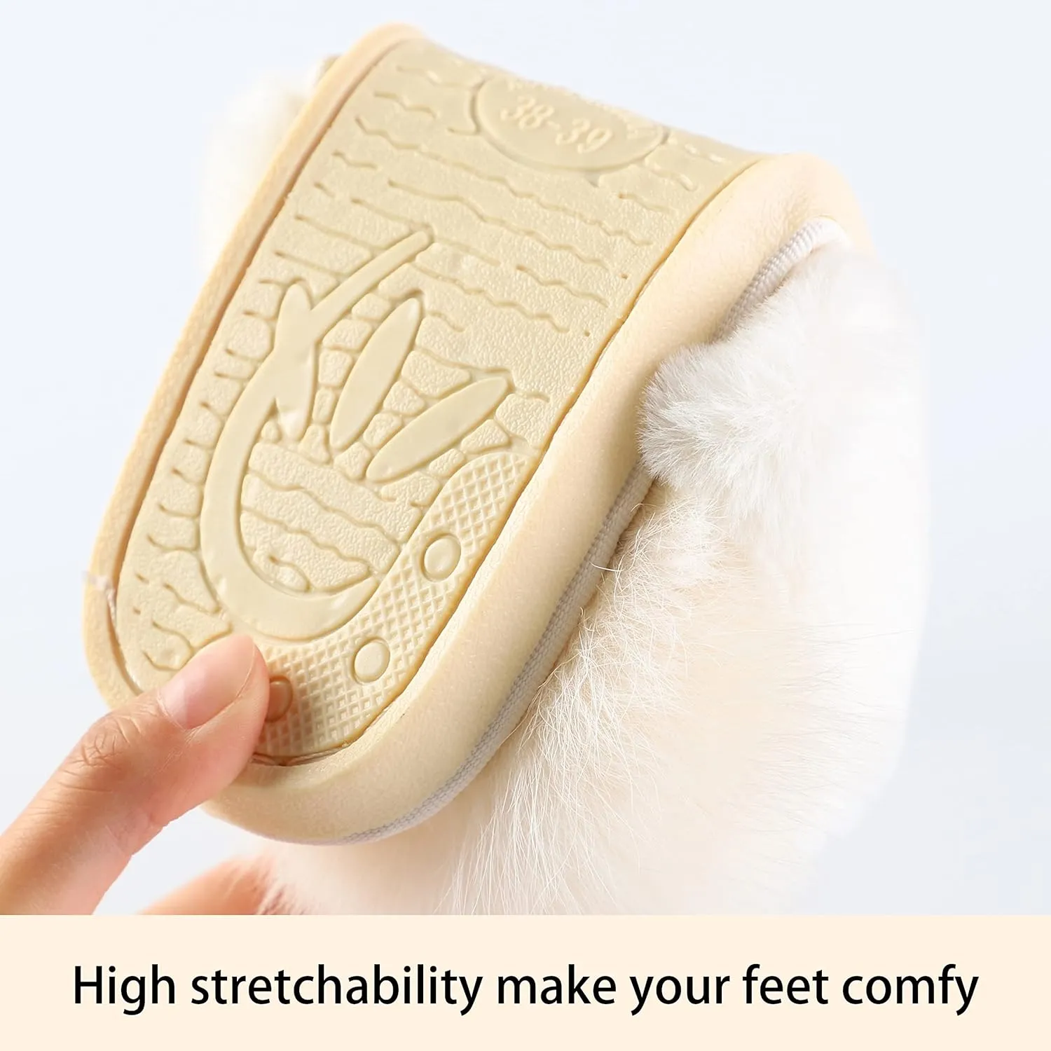 Women Slippers with Real Fox Fur Ball, Girl Furry Cozy Warm House Slipper, Open Toe Soft Flat Slide Sandals for Women Indoor Outdoor