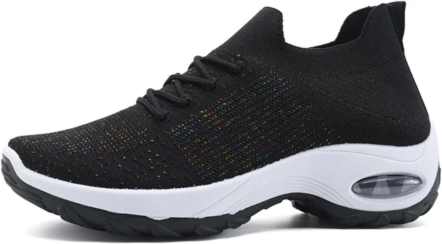 Women Sneaker 5.5 Leisure Women's Slip On Travel Soft Sole Comfortable Shoes Women Sneakers Size 11 Under 30 (Black, 7.5)
