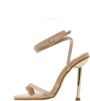Women's Ankle Strap Square Toe Sandals Strap Thin Strap High Heels Summer Shoes