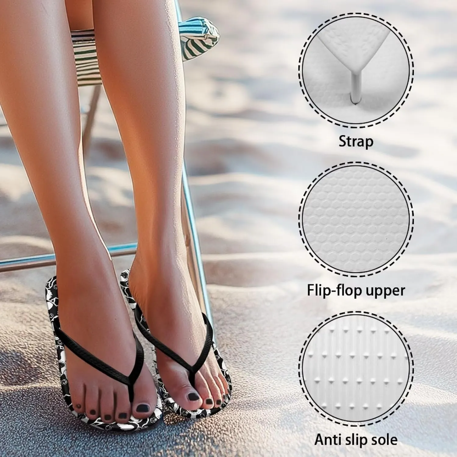 Women's Beach Pool Flip Flops Waterproof Walking Thong Sandals Slippers Summer Outdoor Indoor Shoes