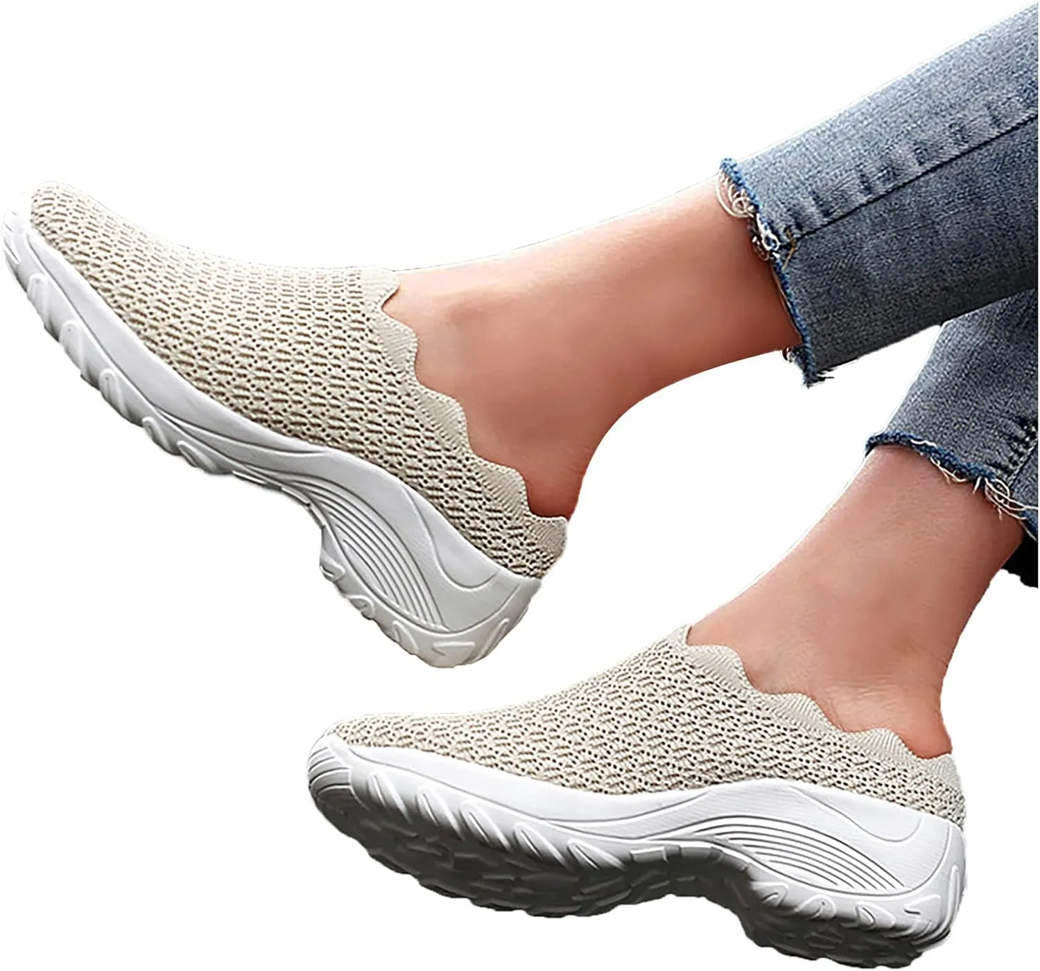 Women's Breathable Walking Mules Shoes - Lightweight Garden Clogs Casual Mesh Sneakers Open Back Slip-on House Shoes