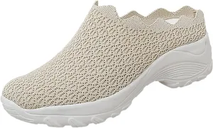 Women's Breathable Walking Mules Shoes - Lightweight Garden Clogs Casual Mesh Sneakers Open Back Slip-on House Shoes