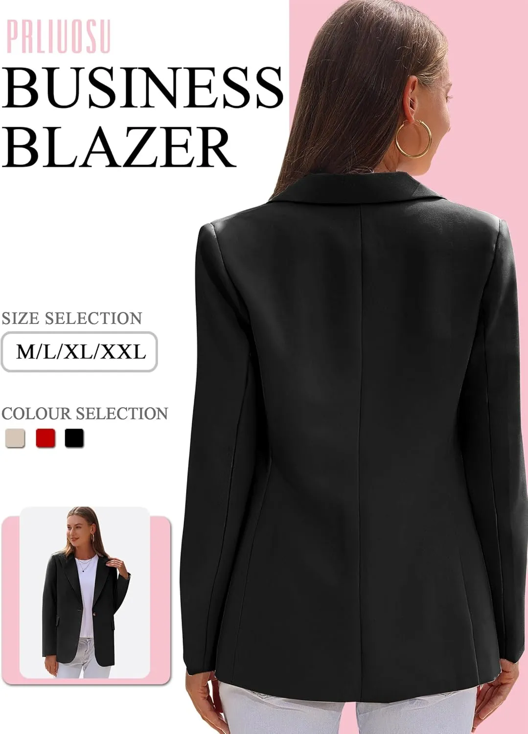 Womens Casual Blazers Open Front Long Sleeve Fully Lined Work Office Jackets with Pockets