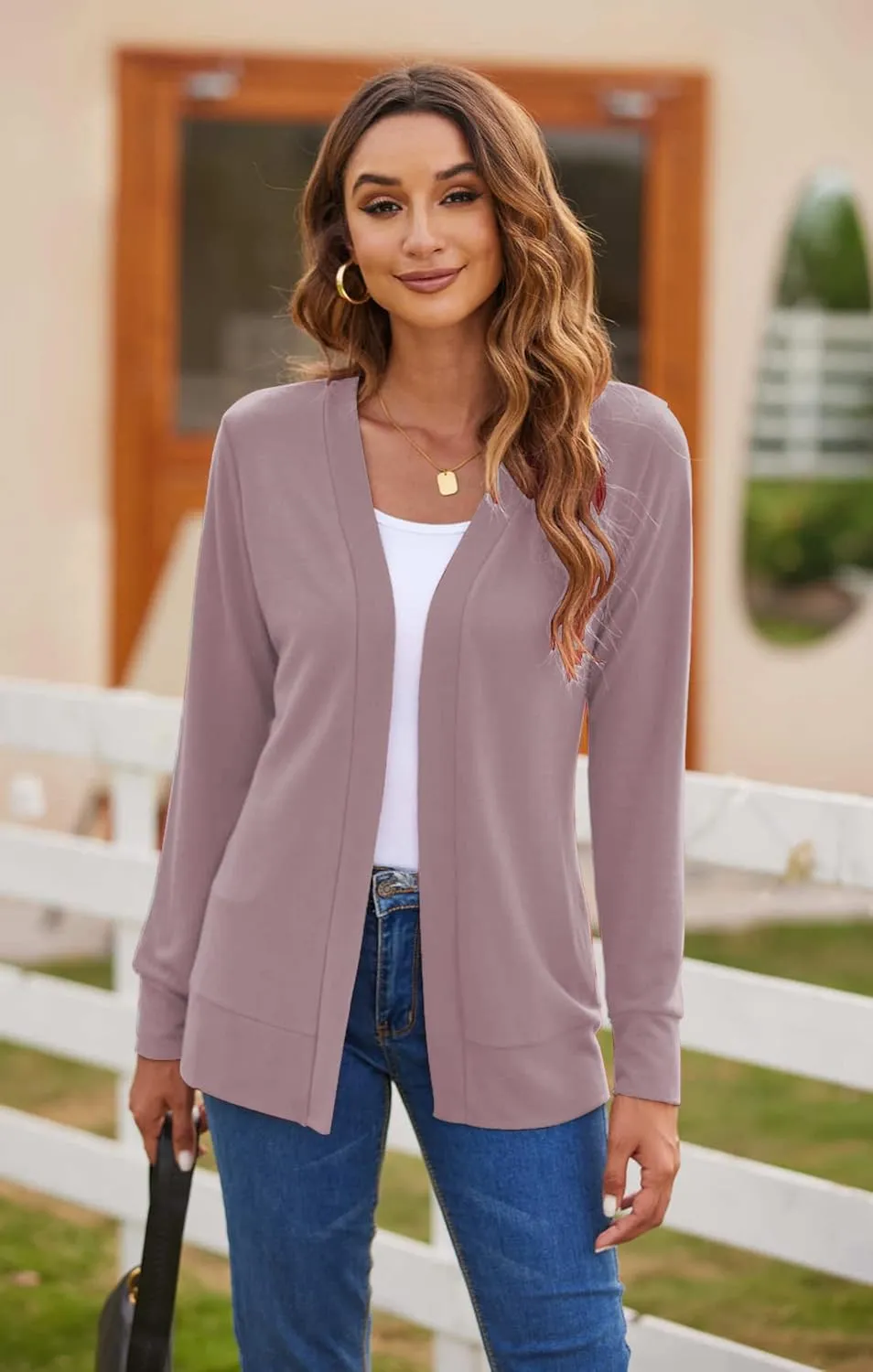 Womens Casual Lightweight Long Sleeve Cardigan Flowy Soft Open Front Knit Cardigan Sweaters