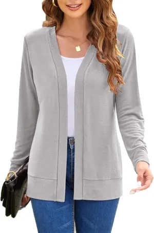 Womens Casual Lightweight Long Sleeve Cardigan Flowy Soft Open Front Knit Cardigan Sweaters