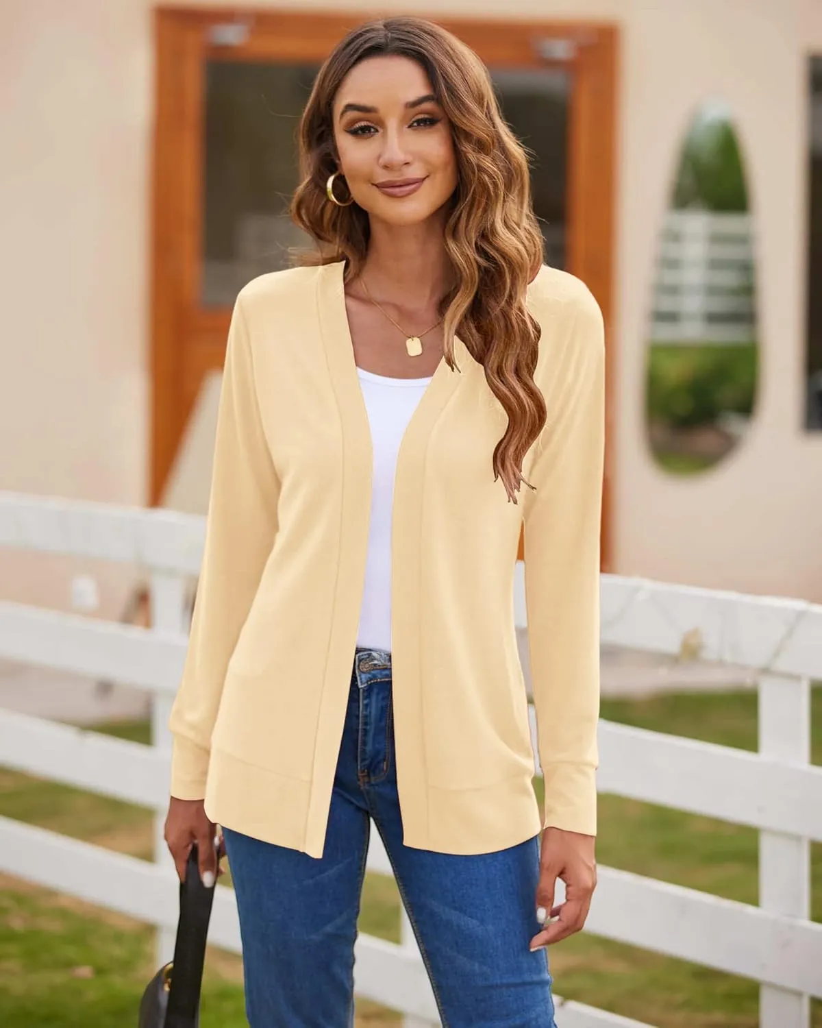 Womens Casual Lightweight Long Sleeve Cardigan Flowy Soft Open Front Knit Cardigan Sweaters