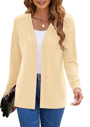 Womens Casual Lightweight Long Sleeve Cardigan Flowy Soft Open Front Knit Cardigan Sweaters