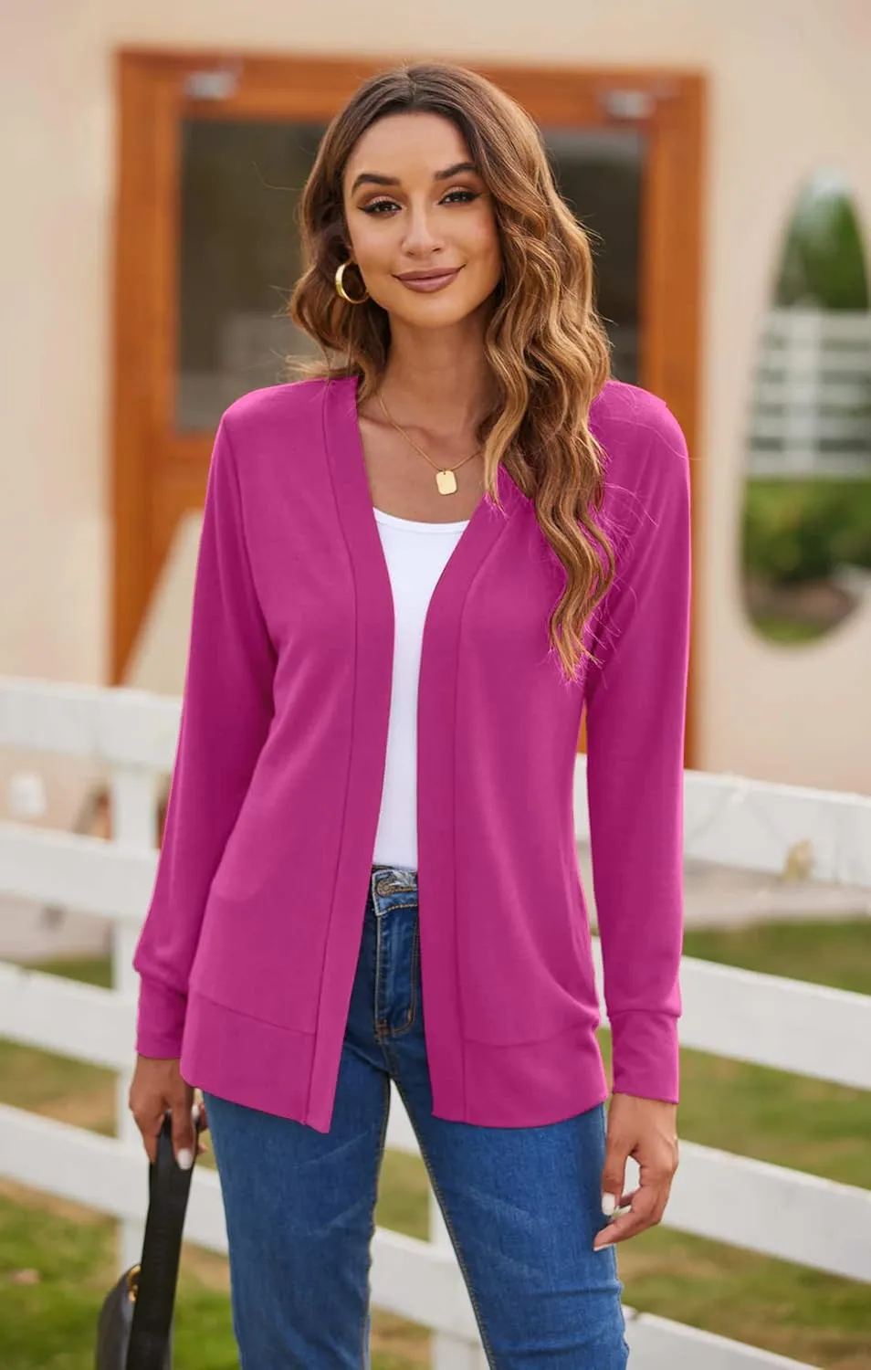 Womens Casual Lightweight Long Sleeve Cardigan Flowy Soft Open Front Knit Cardigan Sweaters