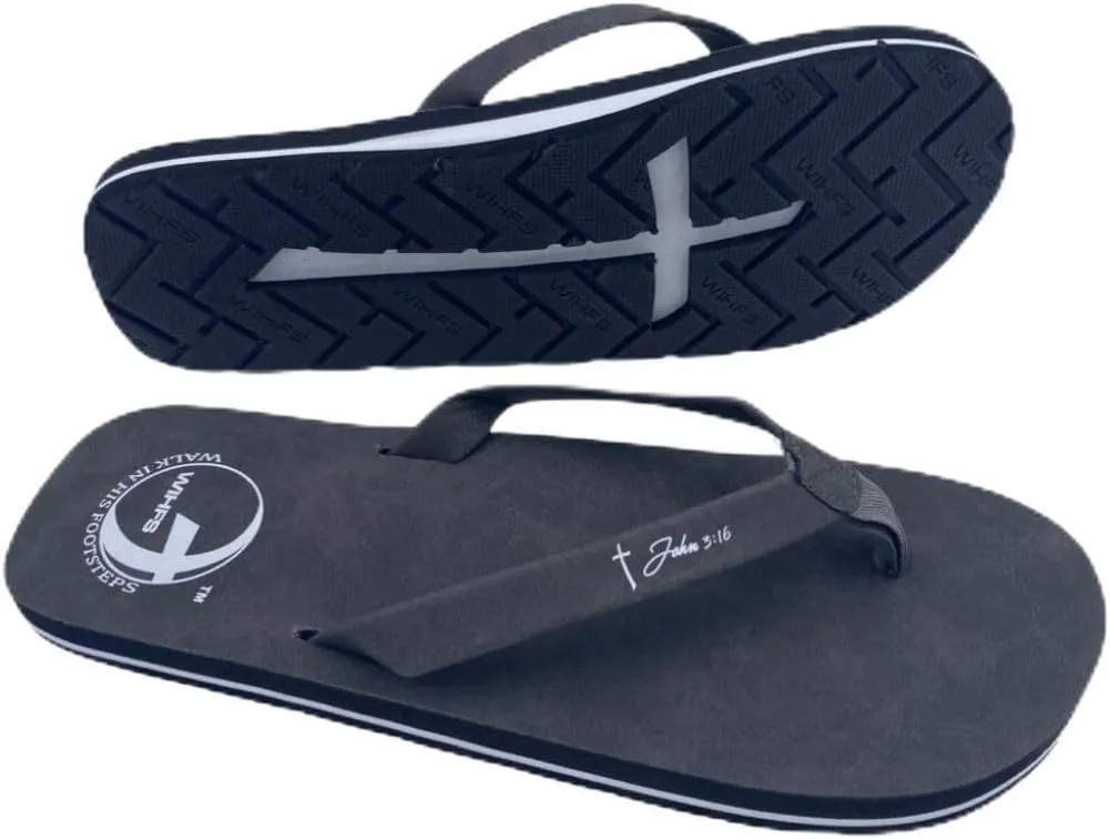 Women’s Christian Clothing and Footwear, Cross Bottom Women’s Sandals, Flip Flops for Women with John 3:16 Bible Verse, Unique Christian Apparel