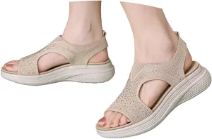 Women's Comfortable Open Toe Sandals For Casual Wear Travel Beach Wedding Slip On Flat Shoes Lightweight