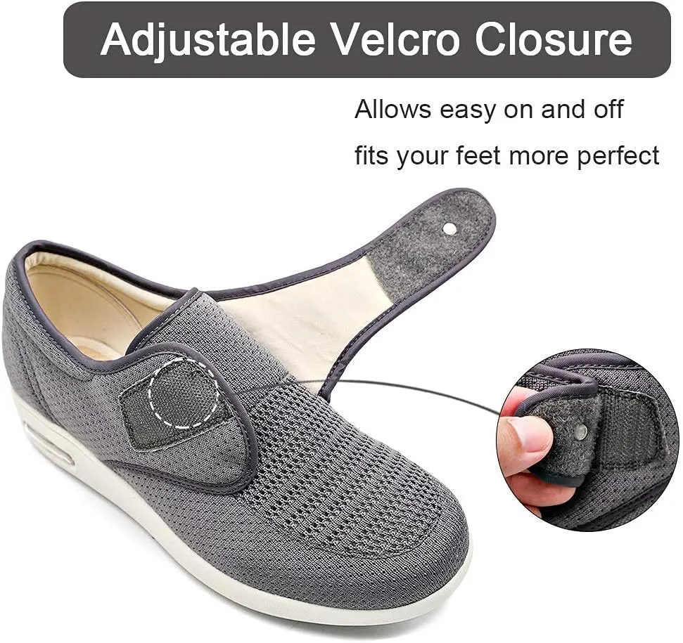 Women's Diabetic Elderly Shoes Mesh Breathable Walking Sneakers Lightweight Adjustable Easy On and Off Strap Summer Slippers for Swollen Feet