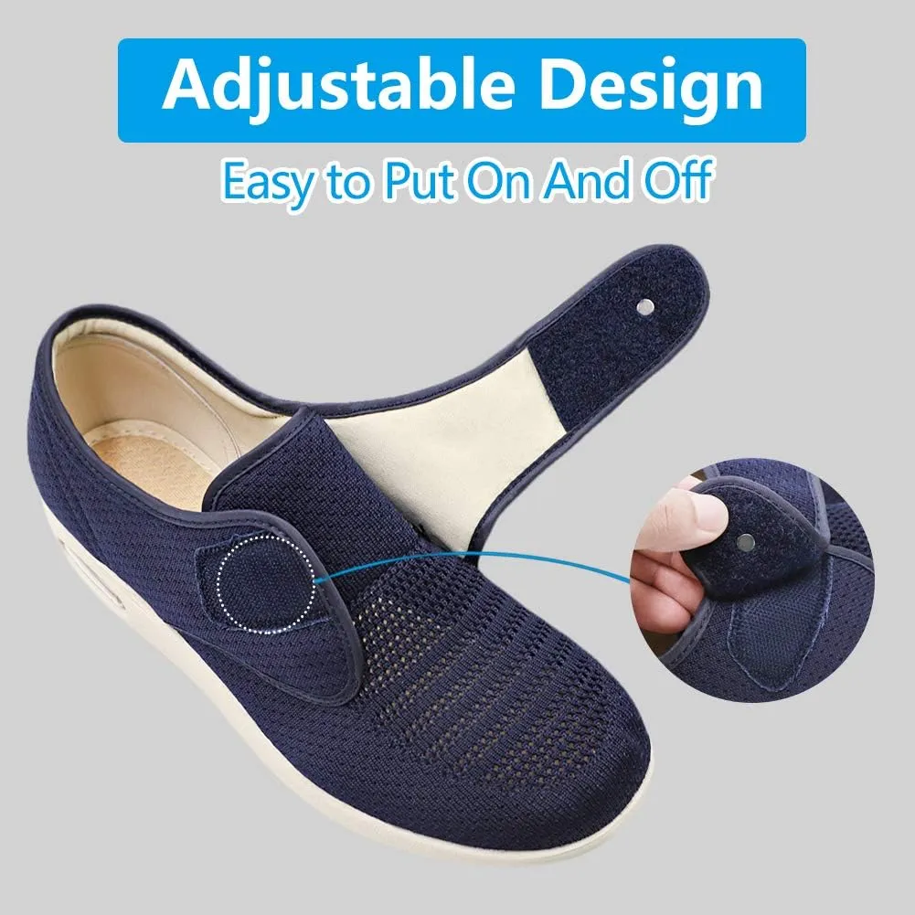 Women's Diabetic Elderly Shoes Mesh Breathable Walking Sneakers Lightweight Adjustable Easy On and Off Strap Summer Slippers for Swollen Feet