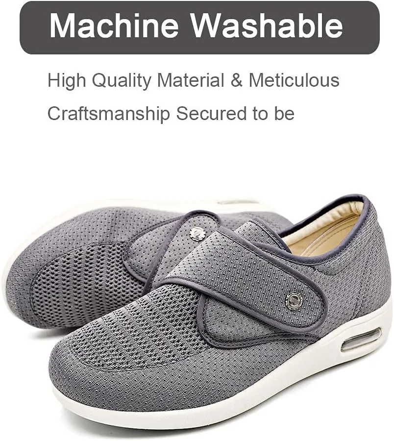 Women's Diabetic Elderly Shoes Mesh Breathable Walking Sneakers Lightweight Adjustable Easy On and Off Strap Summer Slippers for Swollen Feet