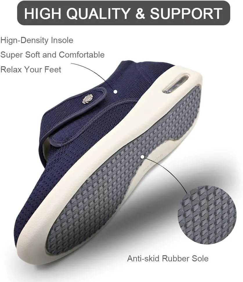 Women's Diabetic Elderly Shoes Mesh Breathable Walking Sneakers Lightweight Adjustable Easy On and Off Strap Summer Slippers for Swollen Feet