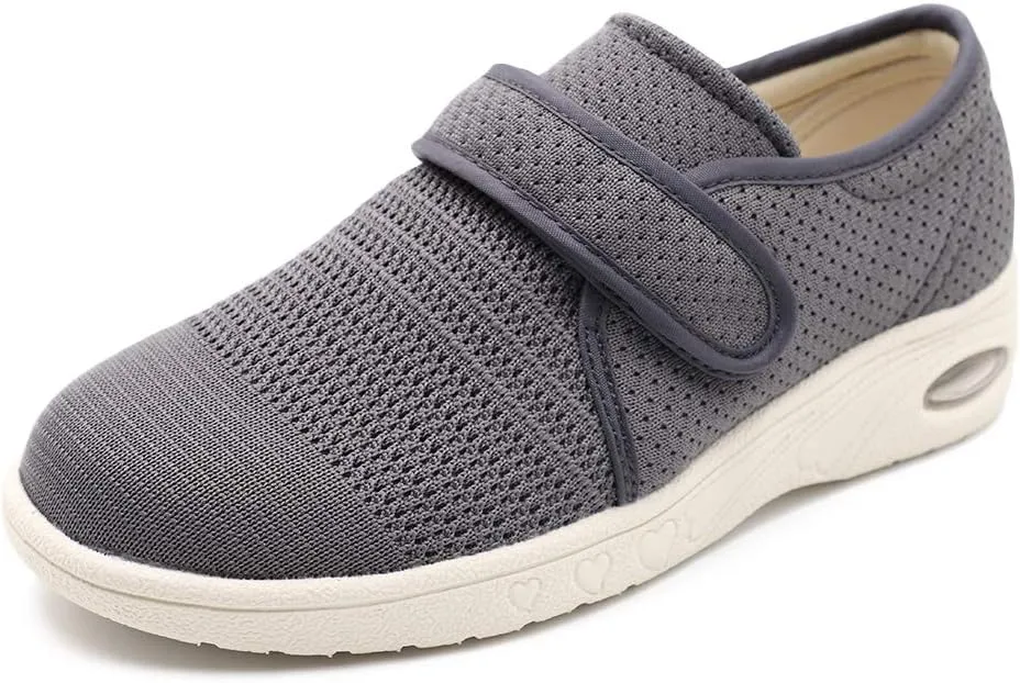 Womens Edema Diabetic Shoes with Arch Support,Extra Wide Breathable Lightweight Walking Sneakers Air Cushion Sole for Swollen Feet, Plantar Fasciitis
