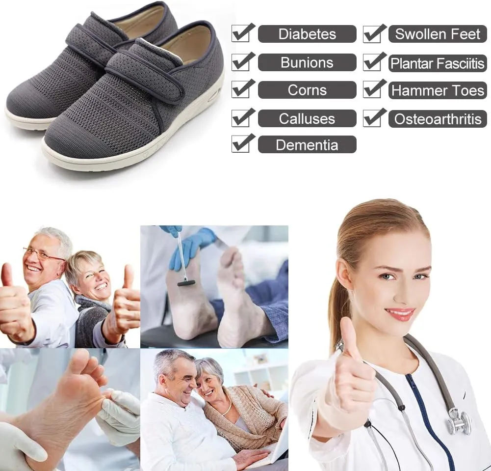Womens Edema Diabetic Shoes with Arch Support,Extra Wide Breathable Lightweight Walking Sneakers Air Cushion Sole for Swollen Feet, Plantar Fasciitis