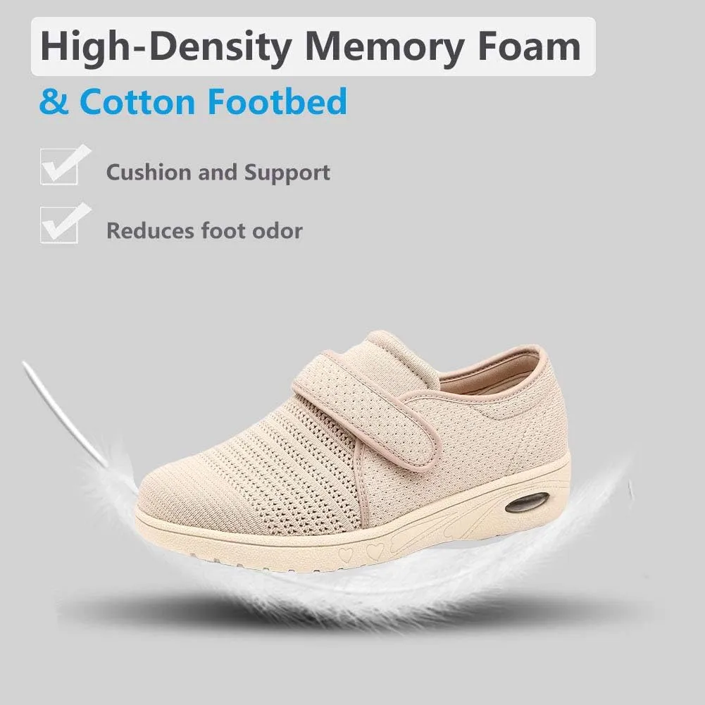 Womens Edema Diabetic Shoes with Arch Support,Extra Wide Breathable Lightweight Walking Sneakers Air Cushion Sole for Swollen Feet, Plantar Fasciitis