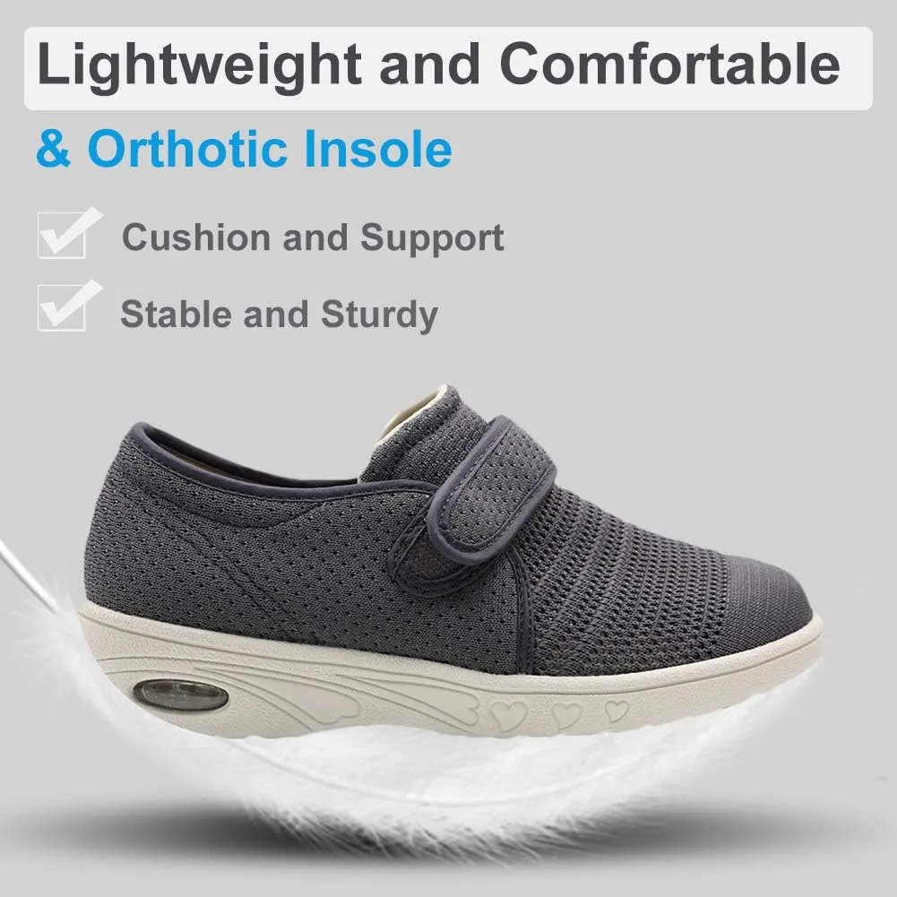 Womens Edema Diabetic Shoes with Arch Support,Extra Wide Breathable Lightweight Walking Sneakers Air Cushion Sole for Swollen Feet, Plantar Fasciitis
