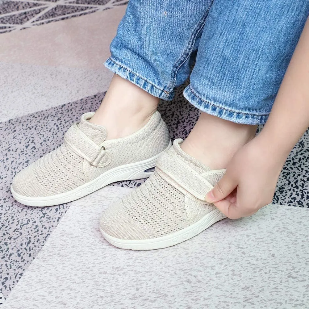 Womens Edema Diabetic Shoes with Arch Support,Extra Wide Breathable Lightweight Walking Sneakers Air Cushion Sole for Swollen Feet, Plantar Fasciitis