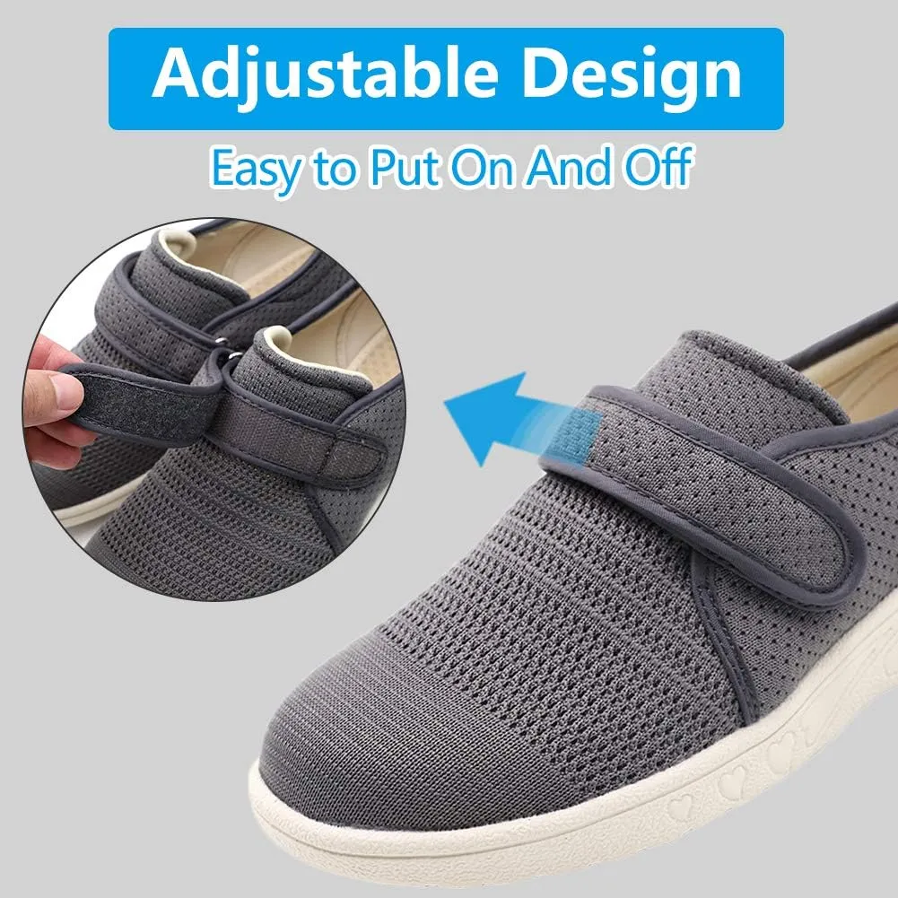 Womens Edema Diabetic Shoes with Arch Support,Extra Wide Breathable Lightweight Walking Sneakers Air Cushion Sole for Swollen Feet, Plantar Fasciitis