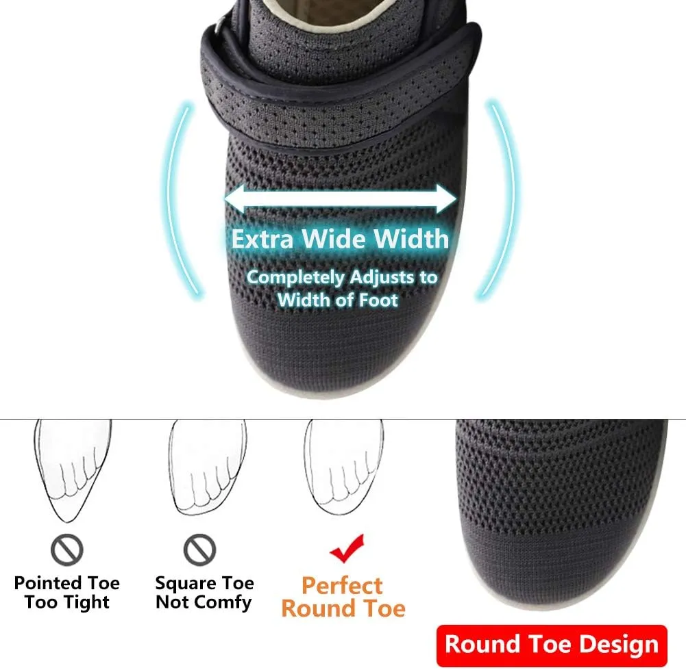 Womens Edema Diabetic Shoes with Arch Support,Extra Wide Breathable Lightweight Walking Sneakers Air Cushion Sole for Swollen Feet, Plantar Fasciitis