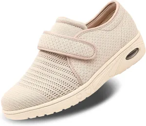 Womens Edema Diabetic Shoes with Arch Support,Extra Wide Breathable Lightweight Walking Sneakers Air Cushion Sole for Swollen Feet, Plantar Fasciitis