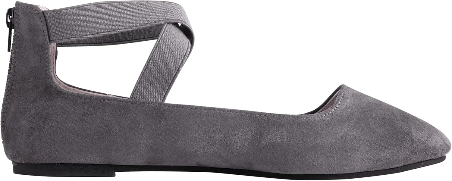 Women's Flats Comfortable Fashion Shoes for Women with Elastic Ankle Straps Dressy Ballerina Style Closed Toe s for Women Casual Flat
