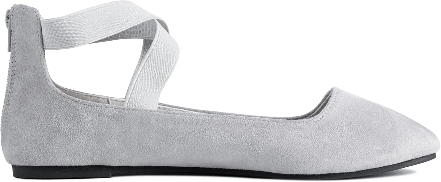 Women's Flats Comfortable Fashion Shoes for Women with Elastic Ankle Straps Dressy Ballerina Style Closed Toe s for Women Casual Flat