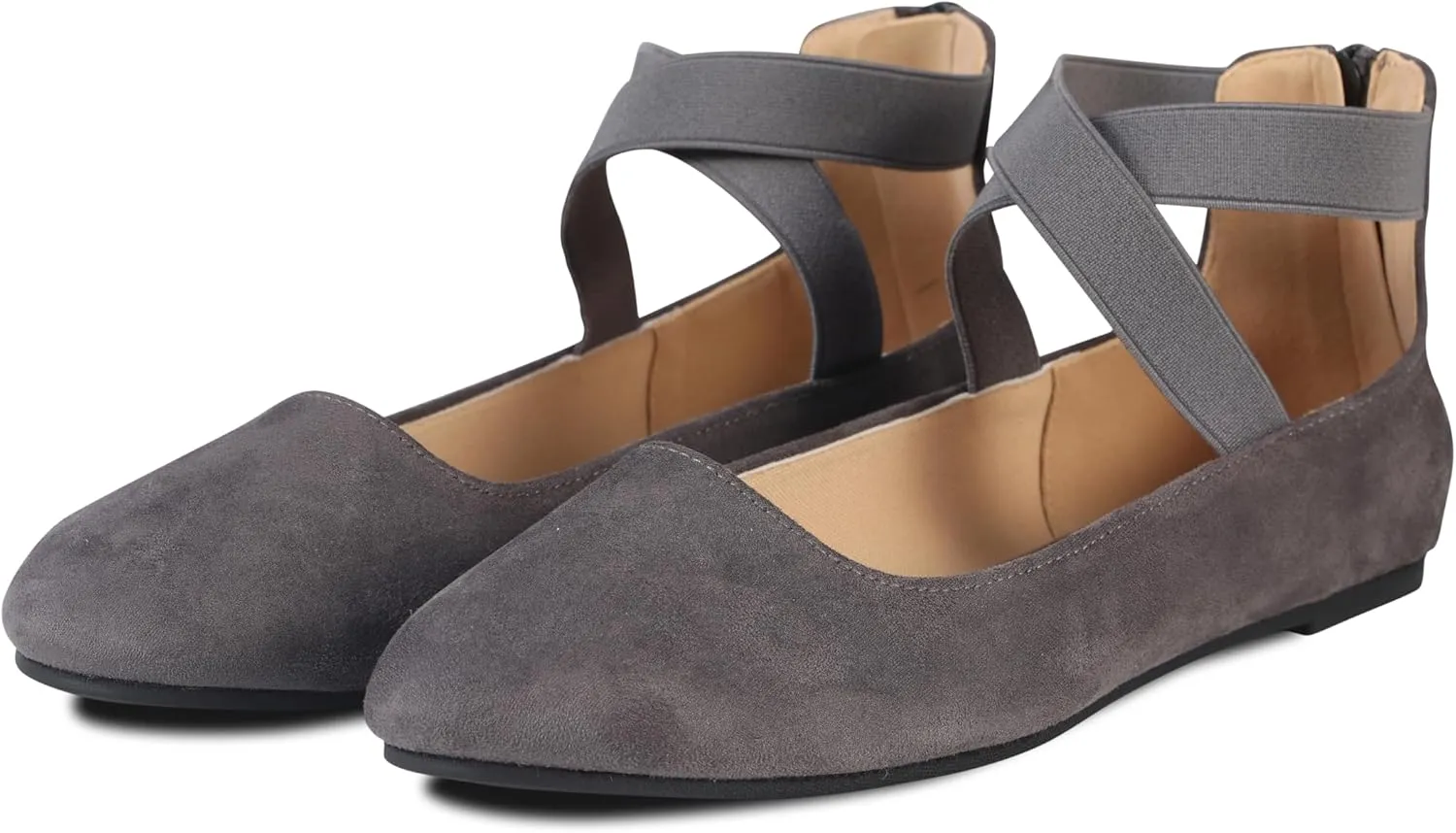 Women's Flats Comfortable Fashion Shoes for Women with Elastic Ankle Straps Dressy Ballerina Style Closed Toe s for Women Casual Flat